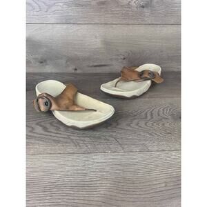 FITFLOP Sandals Style 125-113 Toffee Tan Leather Thong Sandal Womens Size 7